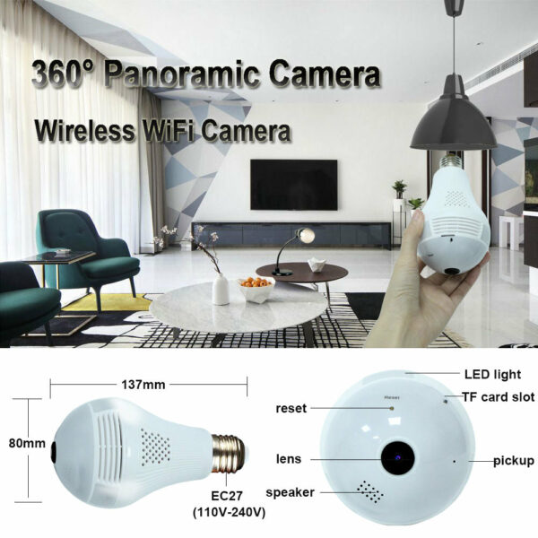 360 Degree Wifi Bulb Hidden Camera - SpyTechStop